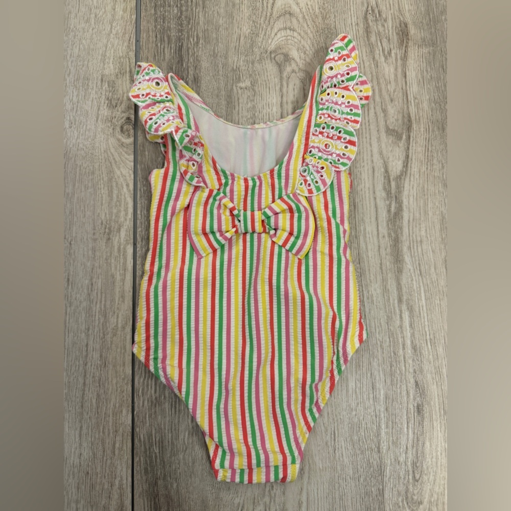 Little Me Striped Ruffle One Piece - Picture 2 of 3